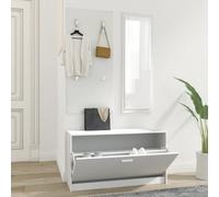 Vidaxl Ensemble D'armoires À Chaussures 3-En-1 Blanc Bois D'ingénierie Blanc