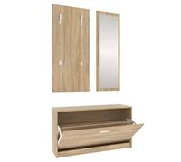 vidaXL Ensemble d'Armoires à Chaussures 3-en-1 Range-Chaussures Armoire de Rangement Meuble à Chaussures Entrée Couloir Salon Chêne Sonoma
