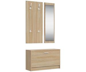 vidaXL Ensemble d'Armoires à Chaussures 3-en-1 Range-Chaussures Armoire de Rangement Meuble à Chaussures Entrée Couloir Salon Chêne Sonoma