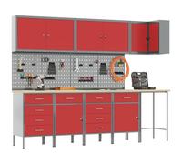 vidaXL Ensemble d'armoires à Outils 6 pcs Rouge Acier Enduit de Poudre, Armoire d'outil pour Atelier, étagère Murale en métal, système d'organisation pour Garage