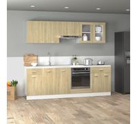 Vidaxl Ensemble D'armoires Cuisine 8pcs Chêne Sonoma Bois D'ingénierie Marron