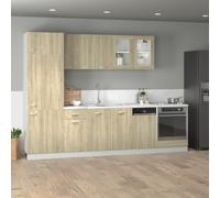Vidaxl Ensemble D'armoires Cuisine 8pcs Chêne Sonoma Bois D'ingénierie Marron