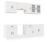 vidaXL Ensemble d'armoires cuisine 8pcs Kalmar blanc bois d'ingénierie, ensemble d'armoires, étagère de rangement, placard, armoire de cuisine