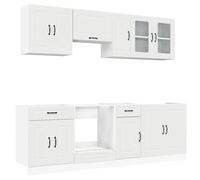 vidaXL Ensemble d'armoires Cuisine 8pcs Kalmar Blanc Bois d'ingénierie, Ensemble d'armoires, étagère de Rangement, Placard, Armoire de Cuisine