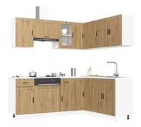 vidaXL Ensemble d'armoires de cuisine 11 pcs Porto bois d'ingénierie, ensemble d'armoires, étagère de rangement, placard, 3314970 Marron
