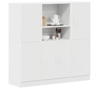 Vidaxl Ensemble D'armoires De Cuisine 3 Pcs Blanc Bois D'ingénierie Blanc