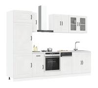 Vidaxl Ensemble D'armoires De Cuisine 8 Pcs Kalmar Blanc Brillant Blanc