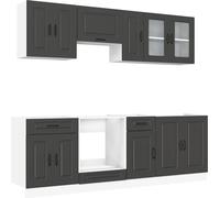 vidaXL Ensemble d'armoires de cuisine Kalmar 8 pièces noir bois composite