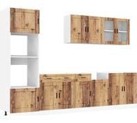 vidaXL Ensemble d'armoires de cuisine Porto 7 pièces imitation vieux bois Matériau dérivé du bois