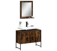 Vidaxl Ensemble D'armoires De Salle De Bain 2 Pcs Chêne Fumé