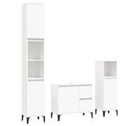 vidaXL Ensemble d'Armoires de Salle de Bain 3 pcs, Meubles de Rangement avec Meuble-lavabo, Organisateur Toilette Intérieur, Blanc Bois d'Ingénierie