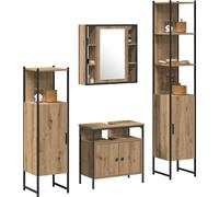 vidaXL Ensemble d'armoires de salle de bain avec étagère avec porte 4 pcs chêne artisanal