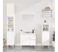 vidaXL Ensemble d'armoires salle de bain 3 pcs blanc bois d'ingénierie 3185535