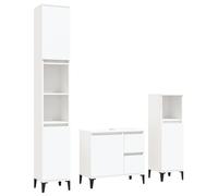 vidaXL Ensemble d'Armoires de Salle de Bain 3 pcs, Meubles de Rangement avec Meuble-lavabo, Organisateur Toilette Intérieur, Blanc Bois d'Ingénierie