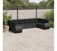 vidaXL Ensemble de 10 canapés de jardin avec coussins noir poly rotin
