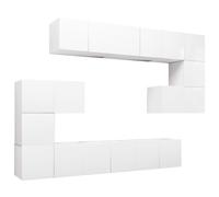 Vidaxl Ensemble De Meuble Tv 10 Pcs Blanc Aggloméré Blanc