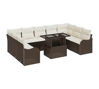 vidaXL Ensemble de 10 Pièces de Canapé de Jardin avec Coussins en Rattan Poly Marron