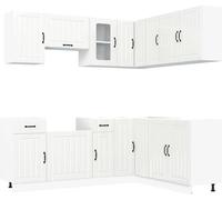 vidaXL Ensemble de 11 armoires de cuisine Lucca blanc brillant Matériau dérivé du bois