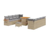 vidaXL Ensemble de 11 Pièces de Canapés de Jardin avec Coussins Beige Poly Rattan