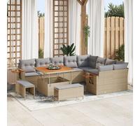 vidaXL Ensemble de 12 canapés de jardin avec coussins beiges en poly rattan., vidaXL Ensemble de repas jardin de 3 pièces avec coussins beiges en poly rattan.