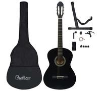 vidaXL Ensemble de 12 guitares classiques pour débutants Noir 4/4 39