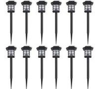 Borne solaire extérieure LED 12 pcs avec piquet 8,6 x 8,6 x 38 cm