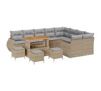 vidaXL Ensemble de canapé de Jardin 13 pcs Beige et Gris Clair, Canapé Moderne pour Jardin et terrasse, mobilier modulable, Coin Lounge, Assise en rotin, Patio élégant