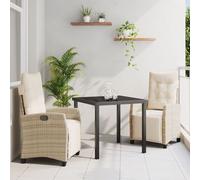 vidaXL Ensemble de 2 Beige Rattan PE 2-Places Repose-pieds réglables