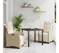 Vidaxl Ensemble De 2 Beige Rattan Pe 2-Places Repose-Pieds Réglables Beige