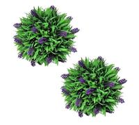 vidaXL Ensemble de 2 boules de buis artificiel avec lavande 28 cm