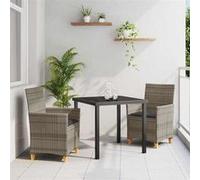 vidaXL Ensemble de 2 chaises de jardin avec coussins en poly rotin gris, parfaites pour un coin repas extérieur moderne 3381072 Gris
