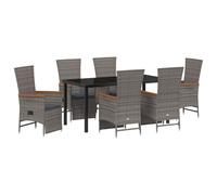 vidaXL Ensemble de 2 chaises de Jardin inclinables avec des Coussins en Poly rotin Gris. Mobilier d'extérieur Confortable, Ces fauteuils sont réglables pour la terrasse, Le Balcon et Le Salon.