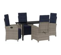 vidaXL Ensemble de 2 chaises de Jardin inclinables en Poly rotin Gris avec Repose-Pieds et Coussins Bleu Marine. C'est du mobilier de siège Super Confortable pour ta terrasse ou Ton Patio.