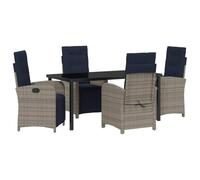 vidaXL Ensemble de jardin 5 pcs Gris Poly-Rotin