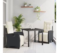 vidaXL Ensemble de 2 Noir, Crème blanche PE Rattan, Acier revêtu de poudre