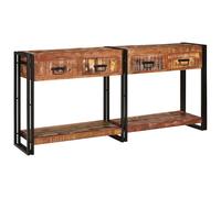Ensemble De 2 Tables Console Vidaxl Avec Tiroirs, Bois Récupéré Multicolore, Table Console Vidaxl Avec Tiroirs 160x33x75 Cm Bois Massif Récupéré