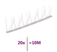vidaXL Ensemble de 20 pointes à 5 rangées contre oiseaux Inox 10 m 149133