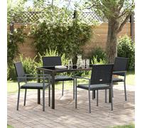 vidaXL Ensemble de Salle à Manger de Jardin 5 pièces avec Coussins en Poly rotin Noir