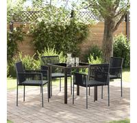 Vidaxl Ensemble De 3 Noir Rattan Pe, Acier, Tissu En Polyester Standard Noir