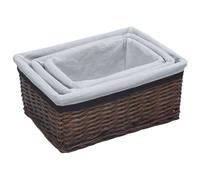 vidaXL Ensemble de 3 paniers emboîtables en osier brun