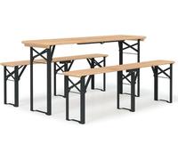 Vidaxl Ensemble De Tables À Bière Pliantes 3 Pcs Bois Massif De Sapin