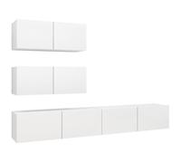 Vidaxl Ensemble De Meubles Tv 4 Pcs Blanc Bois D'ingénierie Blanc