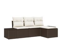Vidaxl Ensemble De 4 Canapés De Jardin Avec Coussins En Poly Rattan Marron Marron