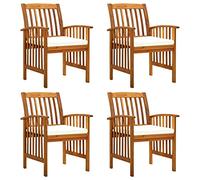 vidaXL Ensemble de 4 chaises de Jardin avec Coussins en Bois d'acacia Massif