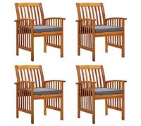 vidaXL Ensemble de 4 chaises de Jardin avec Coussins en Bois d'acacia Massif