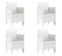 Chaise De Jardin Vidaxl Ensemble De 4 Blanc Avec Coussins Taupe