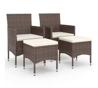 vidaXL Ensemble de 4 chaises et tabourets de jardin en poly rotin brun