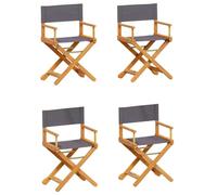 vidaXL Chaises de Jardin Pliables Lot de 4 Gris foncé Tissu, Chaise de metteur en scène Pliante, Chaise de metteur en scène de Camping, Chaise de metteur en scène Pliable