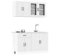 vidaXL Ensemble d'armoires Cuisine 4pcs Kalmar Blanc Bois d'ingénierie, Ensemble d'armoires, étagère de Rangement, Placard, Armoire de Cuisine