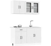 vidaXL Ensemble de 4 meubles de cuisine ""Lucca"" en bois d'ingénierie blanc 3314861
